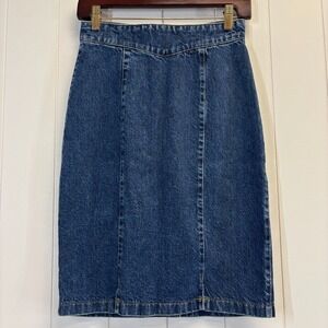 Vintage Whipp Womens 80s Preppy Denim Mini Skirt Size 9/10 Indie Sleaze Grunge
